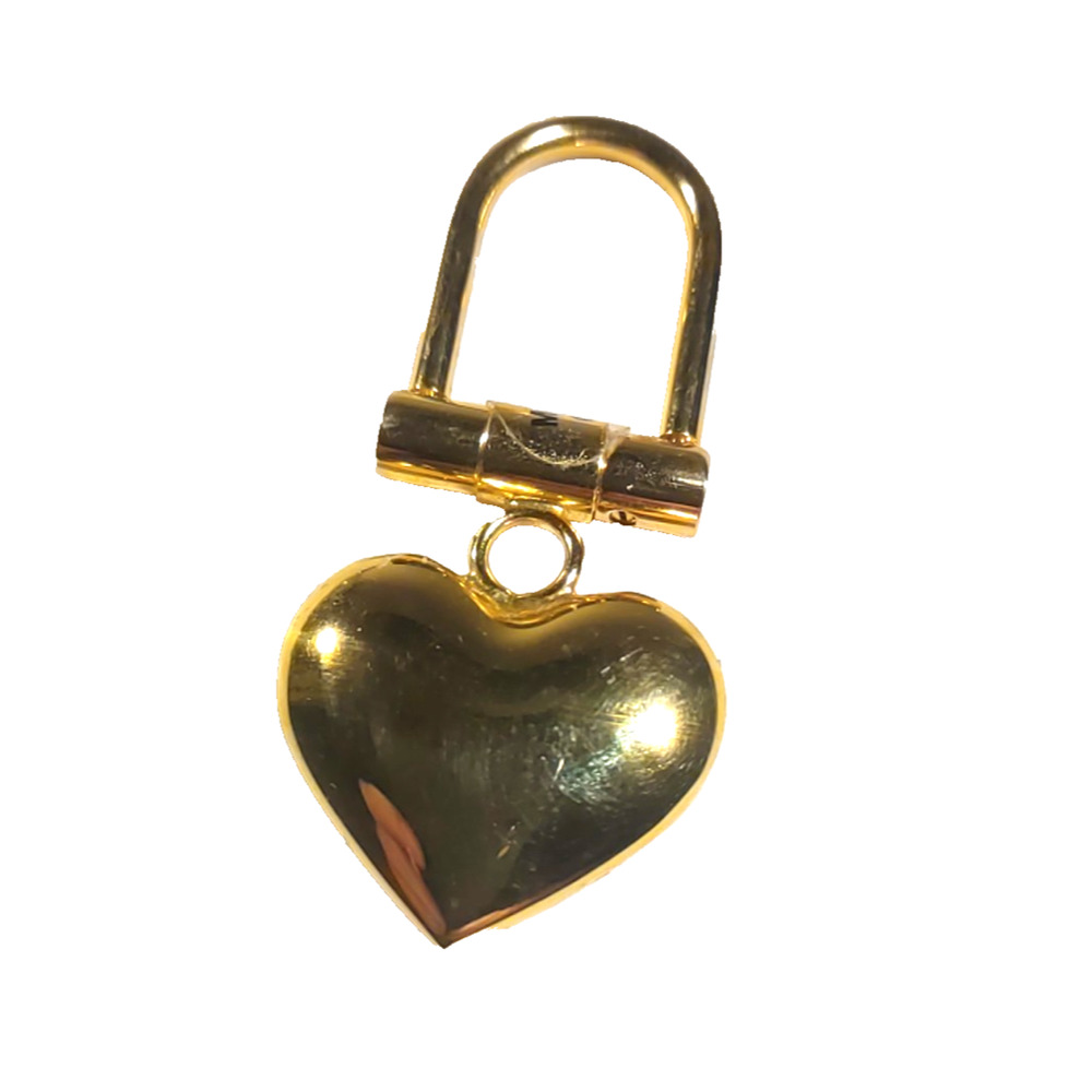 Gold Tone Rhinestone Heart Small Keychain - Picture 3 of 7